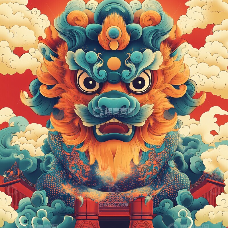 高清大图下载【趣麦麦图】狮兽人彩色插画