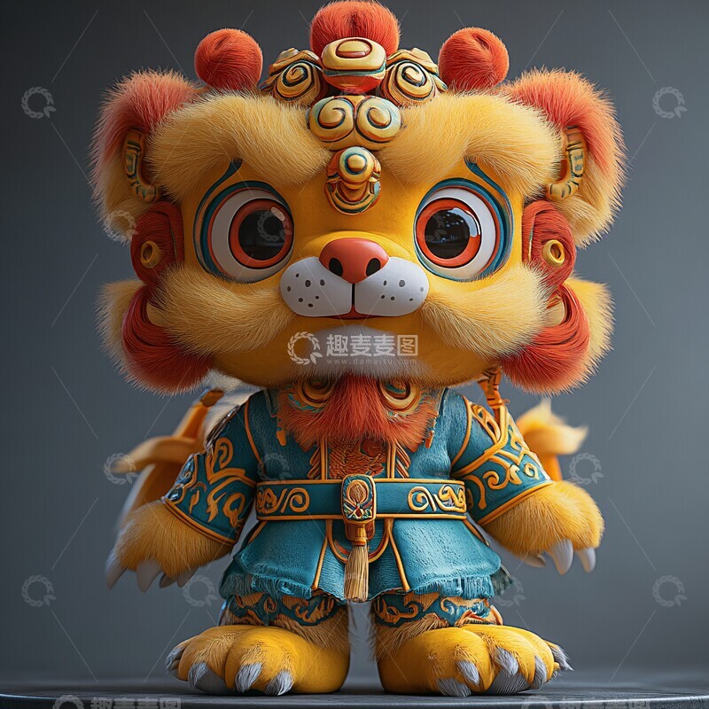 高清大图下载【趣麦麦图】小狮子舞者狮子舞者头发2