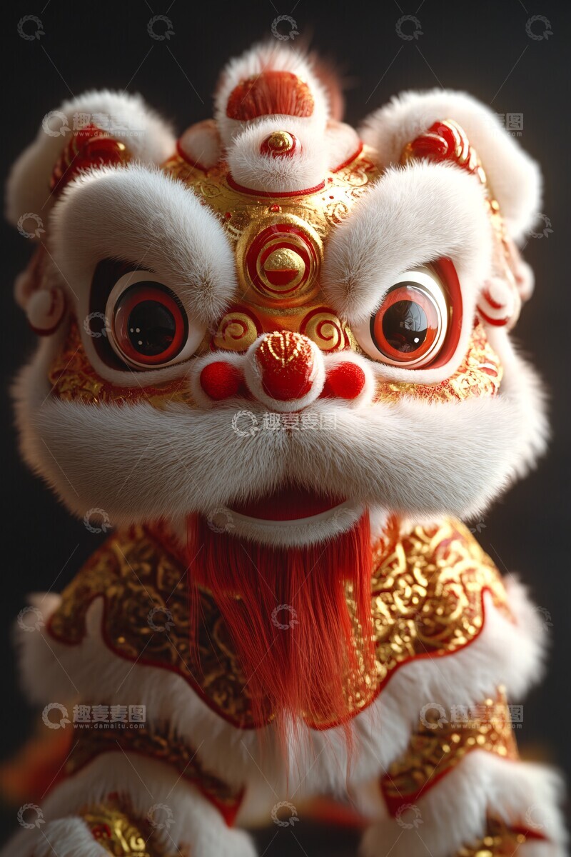 高清大图下载【趣麦麦图】狮子舞头狮子舞头红色2