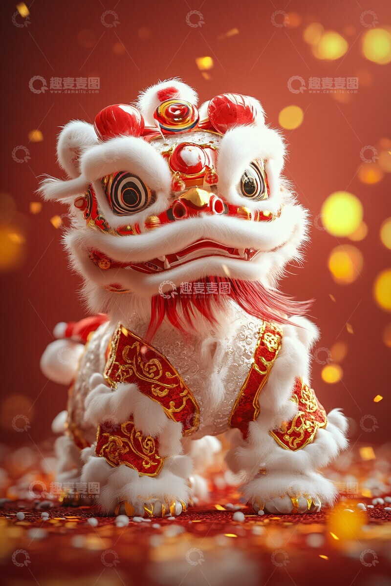 高清大图下载【趣麦麦图】狮子舞手工模型1