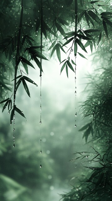 竹林雨中墨影1