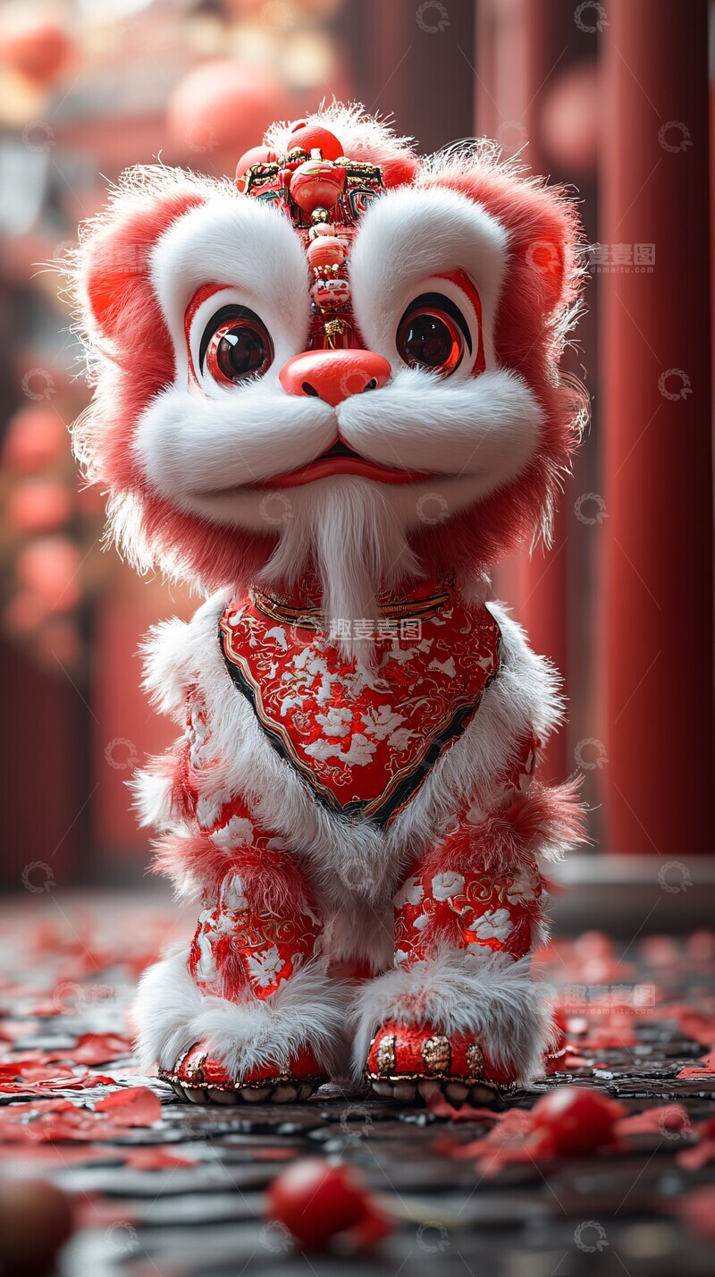 高清大图下载【趣麦麦图】喜庆舞狮舞狮狮子红色3