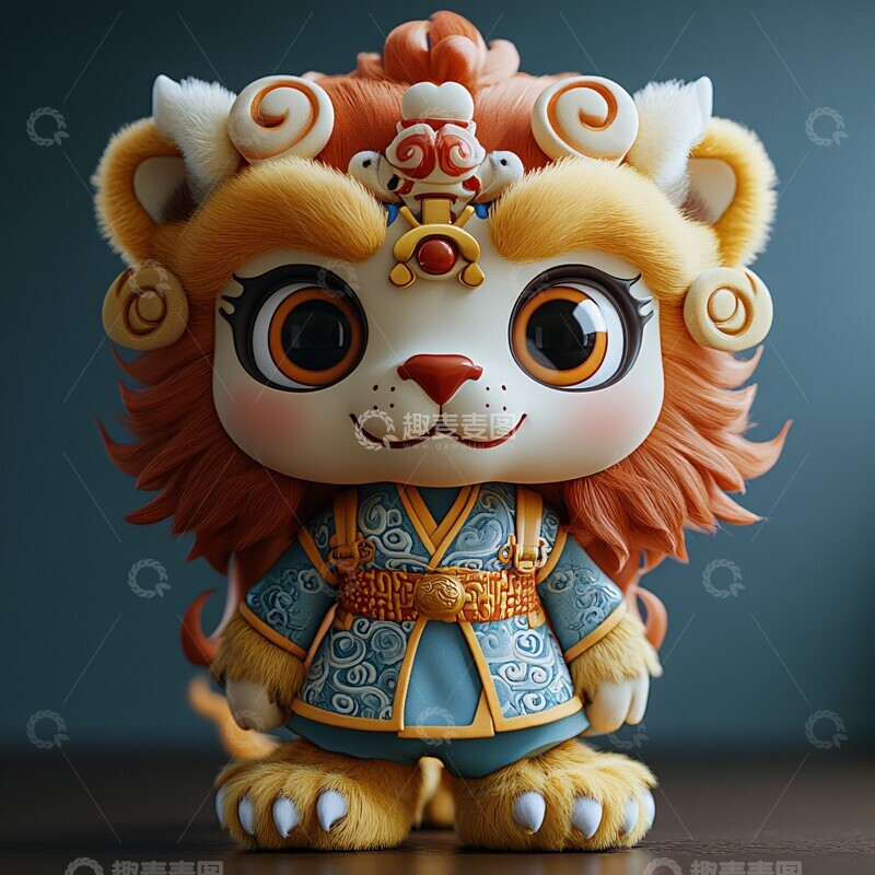 高清大图下载【趣麦麦图】小狮子舞者狮子舞者头发3