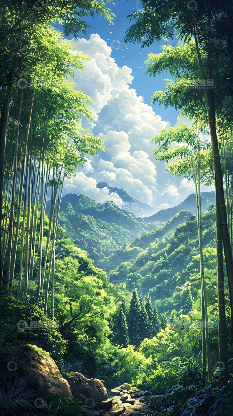高清大图下载【趣麦麦图】竹林茂盛茂盛森林树木2