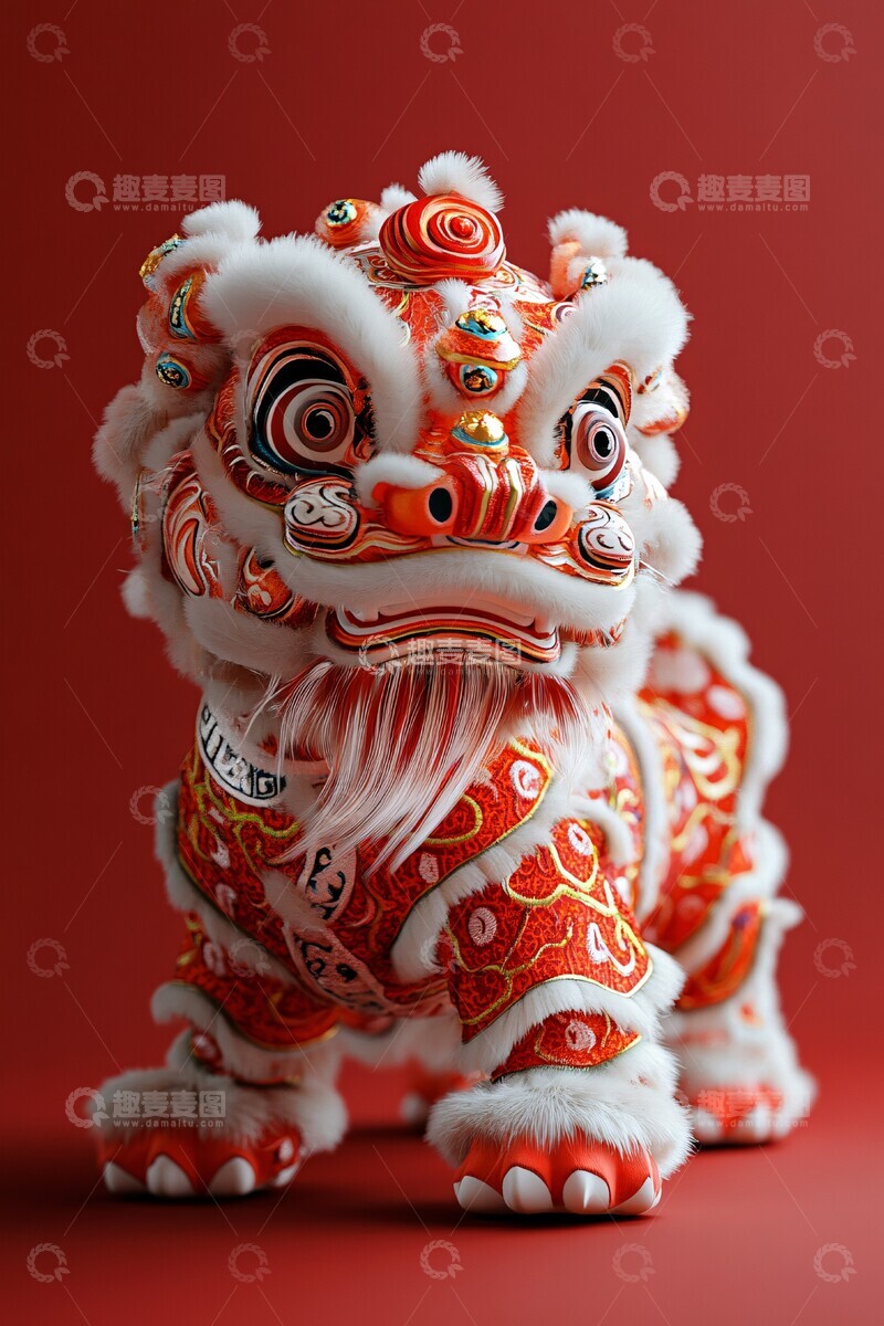 高清大图下载【趣麦麦图】狮子舞手工模型2