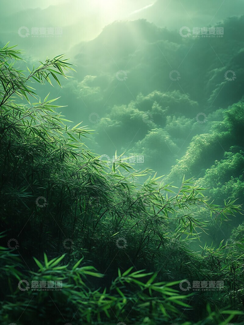 高清大图下载【趣麦麦图】竹林风动竹林竹叶古风1