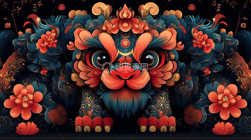 高清大图下载【趣麦麦图】-金色舞狮金色舞狮卡通1