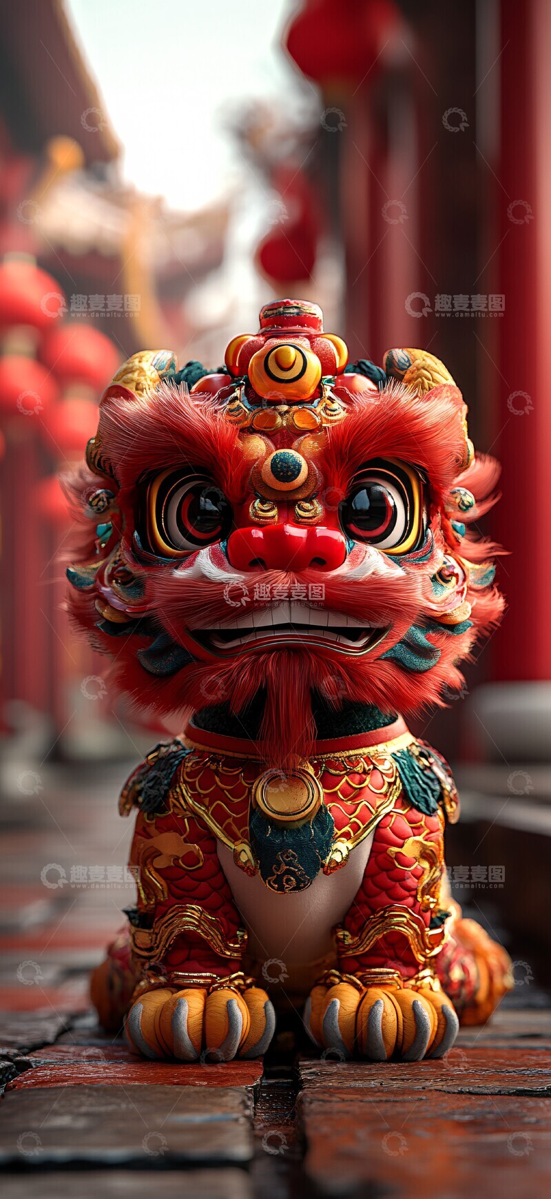 高清大图下载【趣麦麦图】中国龙年狮舞造型1