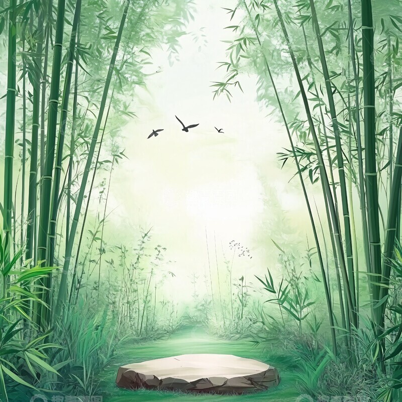 高清大图下载【趣麦麦图】竹林小径石竹林小径石头