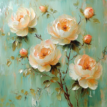 春日花语油画画布春天1