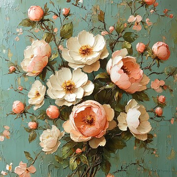 春日花语油画画布春天3