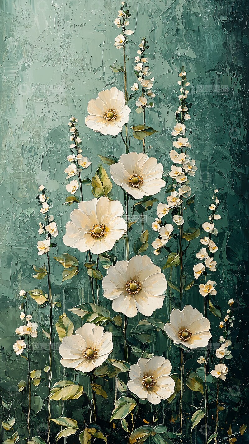 高清大图下载【趣麦麦图】奶油花与绿叶3