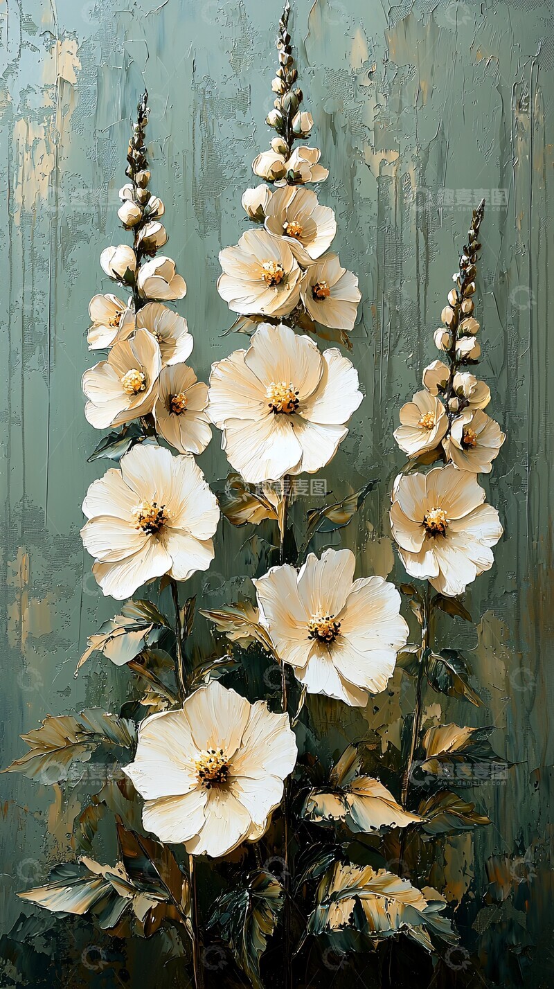 高清大图下载【趣麦麦图】奶油花与绿叶1