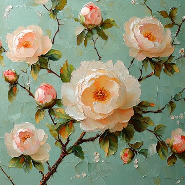 春日花语油画画布春天2