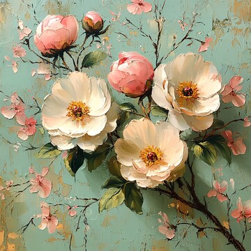 春日花语油画画布春天