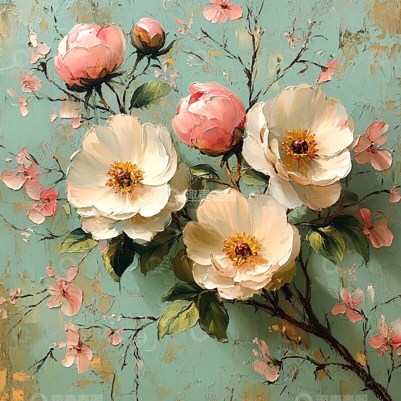 高清大图下载【趣麦麦图】春日花语油画画布春天