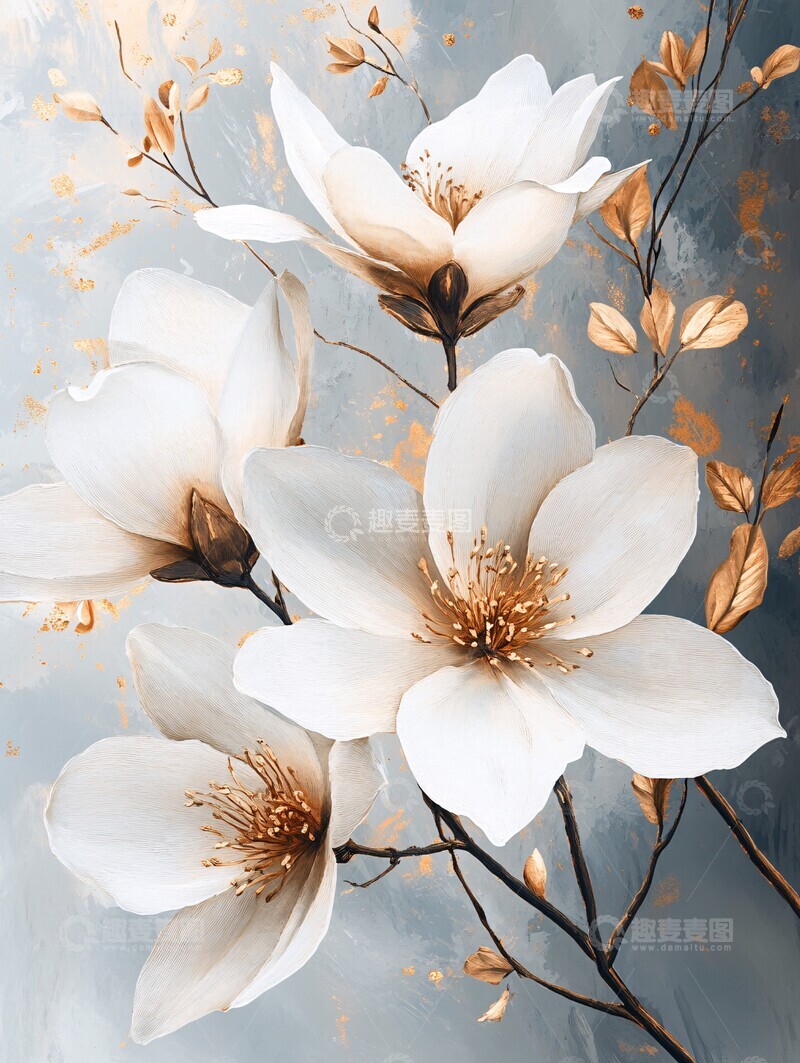 高清大图下载【趣麦麦图】白色花束墨绘3