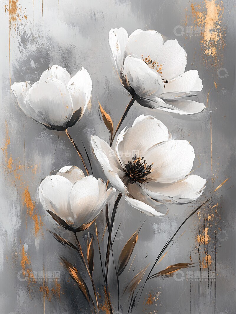 高清大图下载【趣麦麦图】白色花束墨绘1