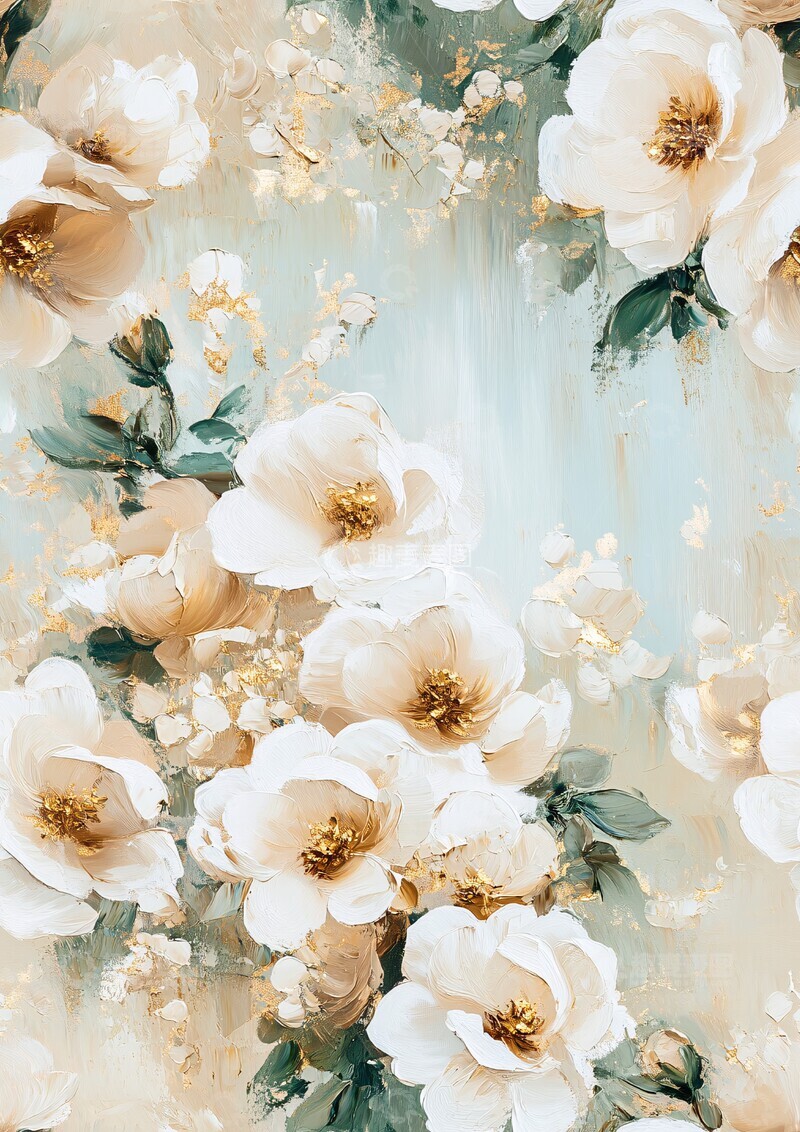 高清大图下载【趣麦麦图】白色花束金色点缀