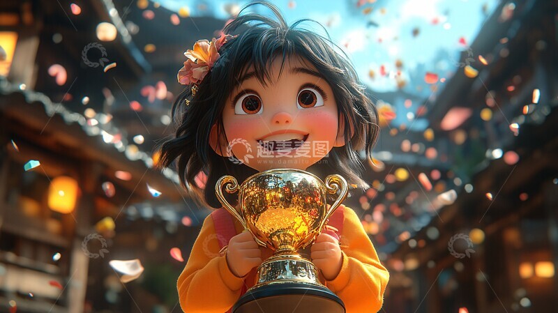 高清大图下载【趣麦麦图】女孩领奖瞬间1