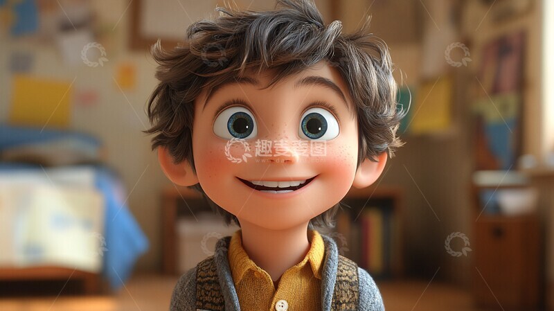 高清大图下载【趣麦麦图】男孩走进教室2