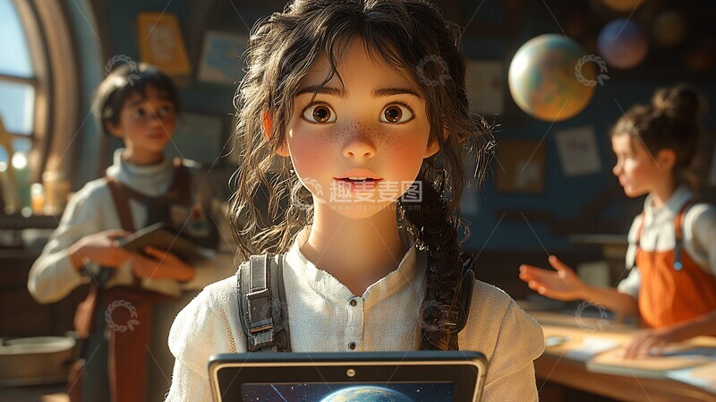 高清大图下载【趣麦麦图】行星探索与学习场景1