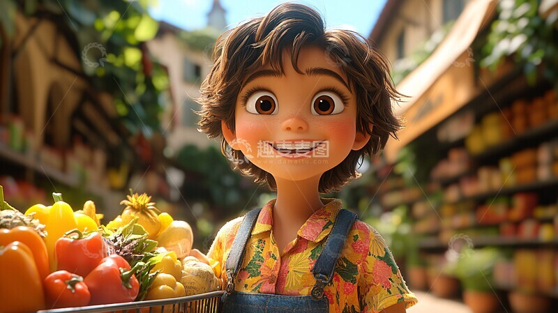 高清大图下载【趣麦麦图】超市购物的快乐时光