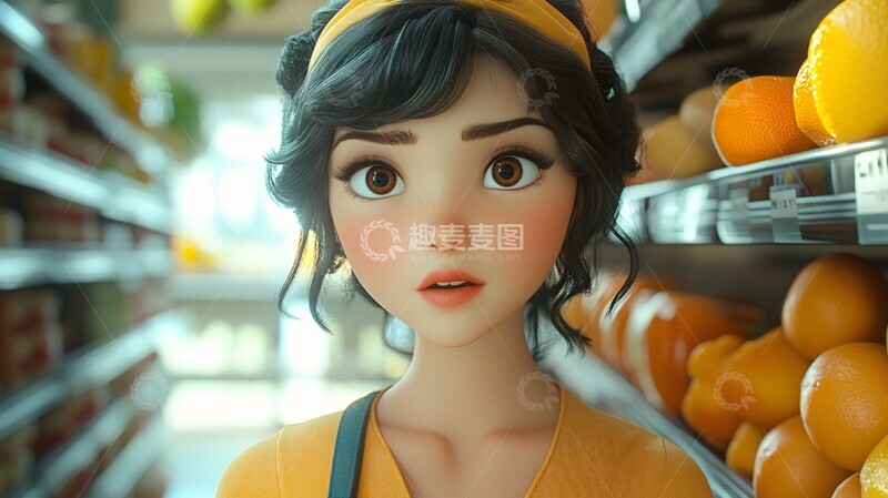 高清大图下载【趣麦麦图】超市员工摆货中2