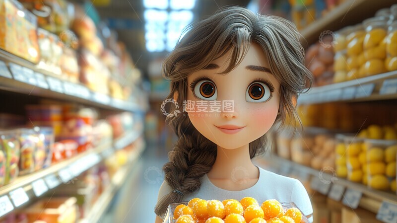 高清大图下载【趣麦麦图】购物女买糖果2