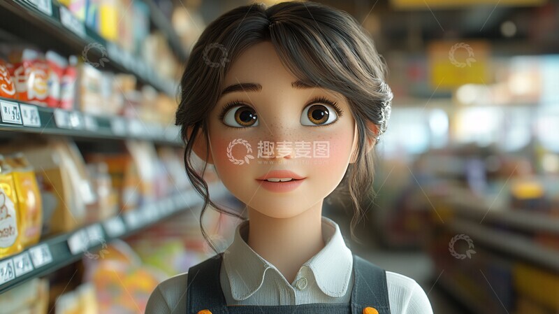 高清大图下载【趣麦麦图】超市员工摆货中1