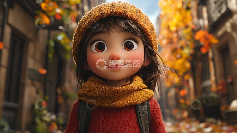 高清大图下载【趣麦麦图】小女孩上学告别妈妈