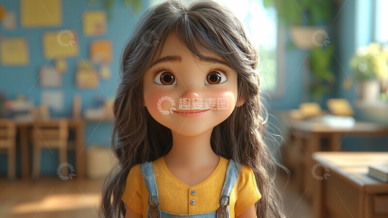高清大图下载【趣麦麦图】女孩教室动画2