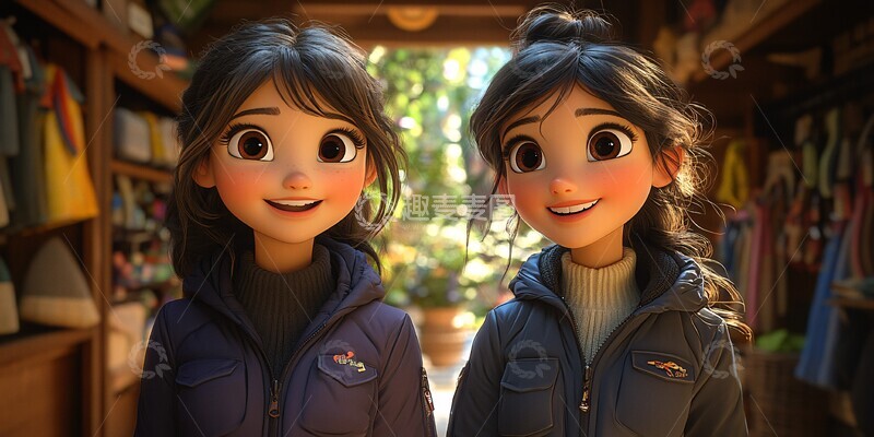 高清大图下载【趣麦麦图】女孩试穿紫色夹克1