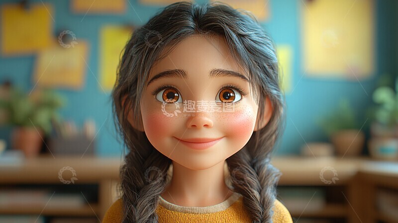 高清大图下载【趣麦麦图】女孩教室动画