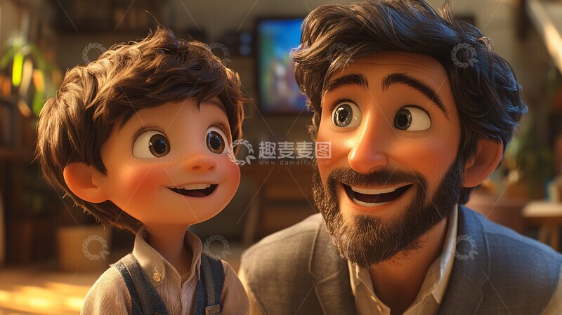 高清大图下载【趣麦麦图】父子对话的温馨时刻2