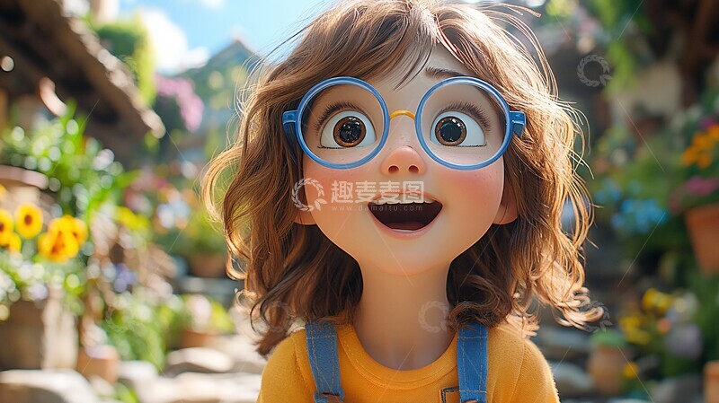 高清大图下载【趣麦麦图】-女孩花园玩耍2