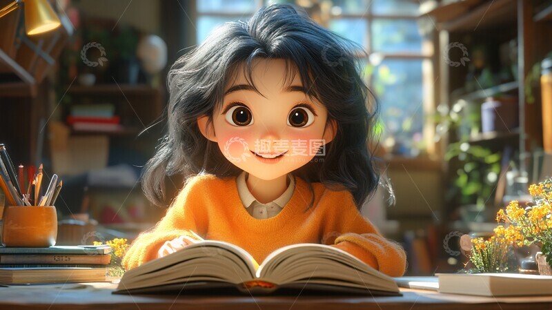 高清大图下载【趣麦麦图】少女读书的温馨时刻2