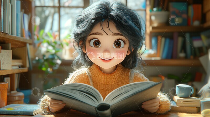 高清大图下载【趣麦麦图】少女读书的温馨时刻3