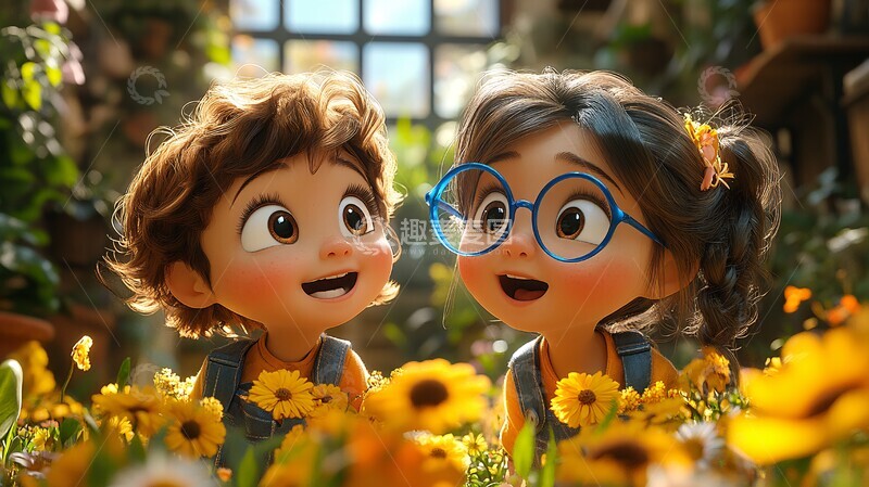 高清大图下载【趣麦麦图】女孩花园玩耍