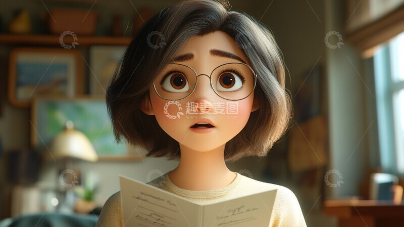 高清大图下载【趣麦麦图】少女读信喜极而泣3