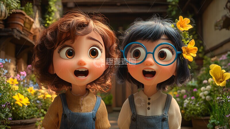 高清大图下载【趣麦麦图】女孩花园玩耍1