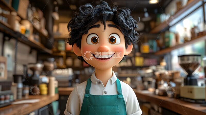 高清大图下载【趣麦麦图】友善咖啡师友善咖啡师短发2