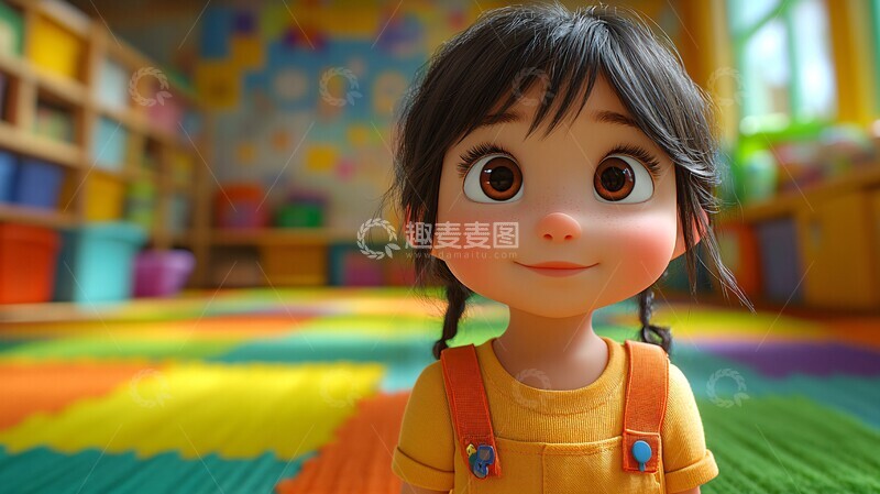 高清大图下载【趣麦麦图】小女孩站着上课