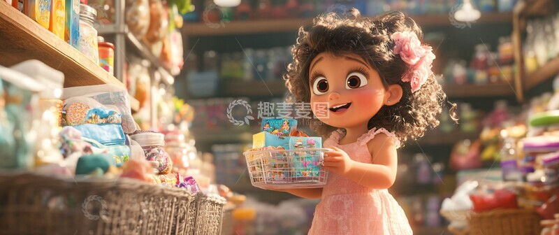 高清大图下载【趣麦麦图】小女孩买衣服1