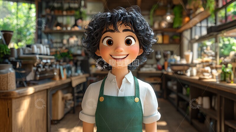 高清大图下载【趣麦麦图】友善咖啡师友善咖啡师短发