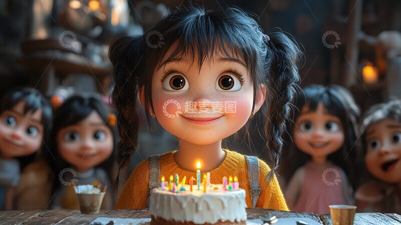 高清大图下载【趣麦麦图】小女孩生日庆祝1