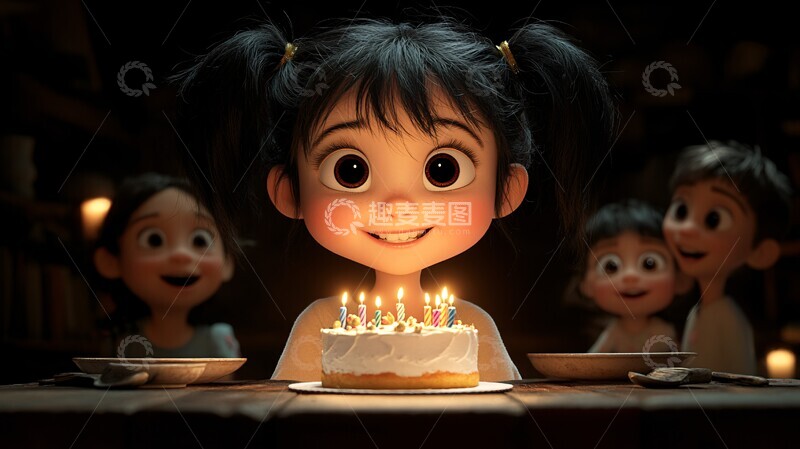 高清大图下载【趣麦麦图】小女孩生日庆祝3