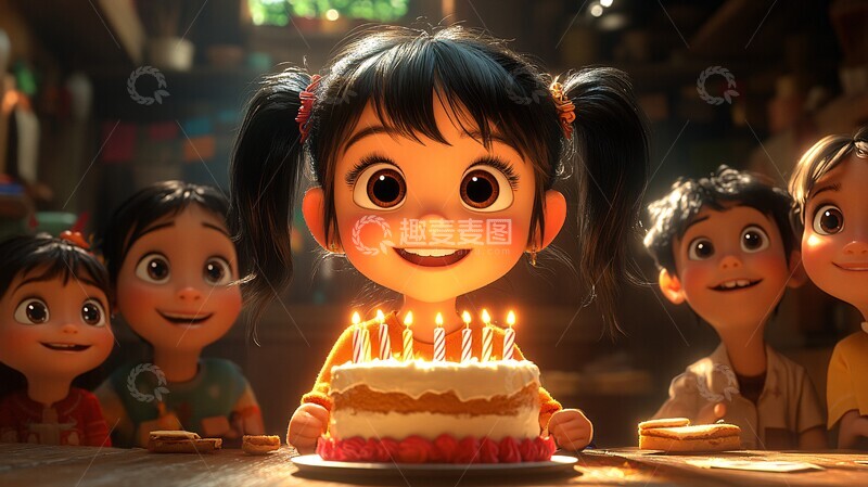 高清大图下载【趣麦麦图】小女孩生日庆祝2