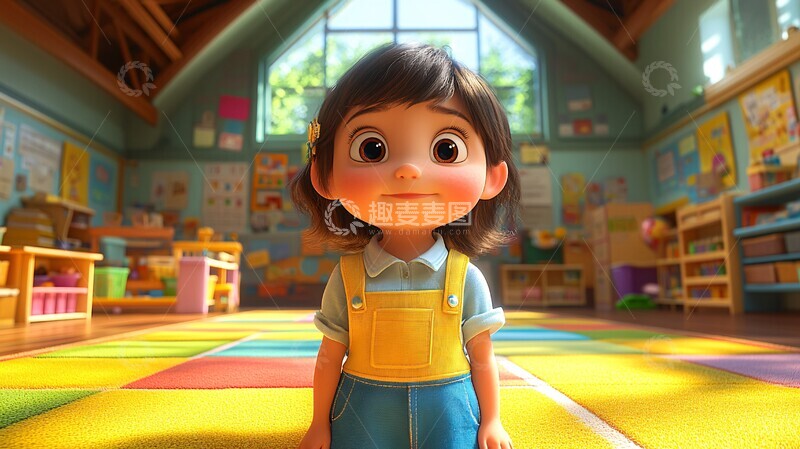 高清大图下载【趣麦麦图】小女孩站着上课2