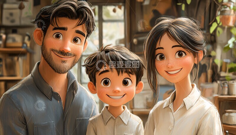 高清大图下载【趣麦麦图】小男孩全家福2